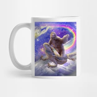 Space Sloth Riding Bearded Dragon Lizard Mug